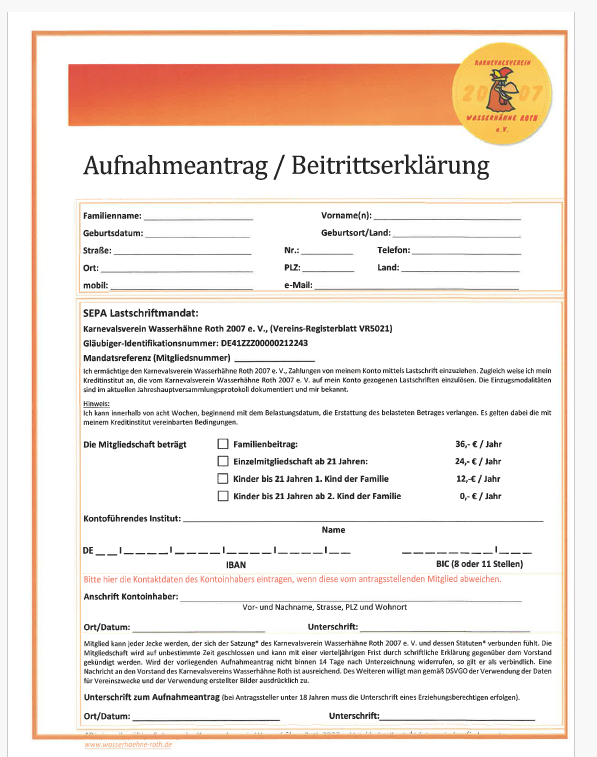 Aufnahmeantrag kl